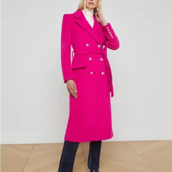 L'AGENCE Jackets & Blazers - L'AGENCE Fuchsia Double-Breasted Trench Coat